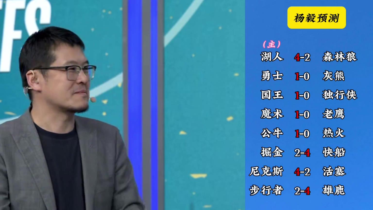 明燈來(lái)了！看看楊毅的季后賽預(yù)測(cè)：湖人4-2狼 快船4-2掘金